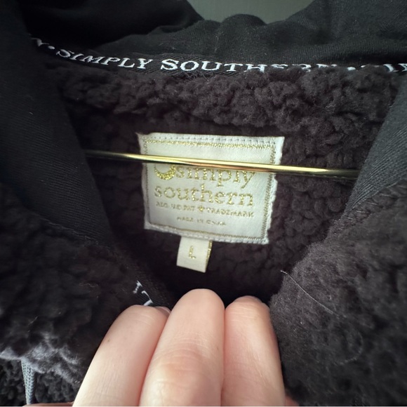 Simply Southern Black Sherpa Quarter zip Hoodie - Picture 5 of 5